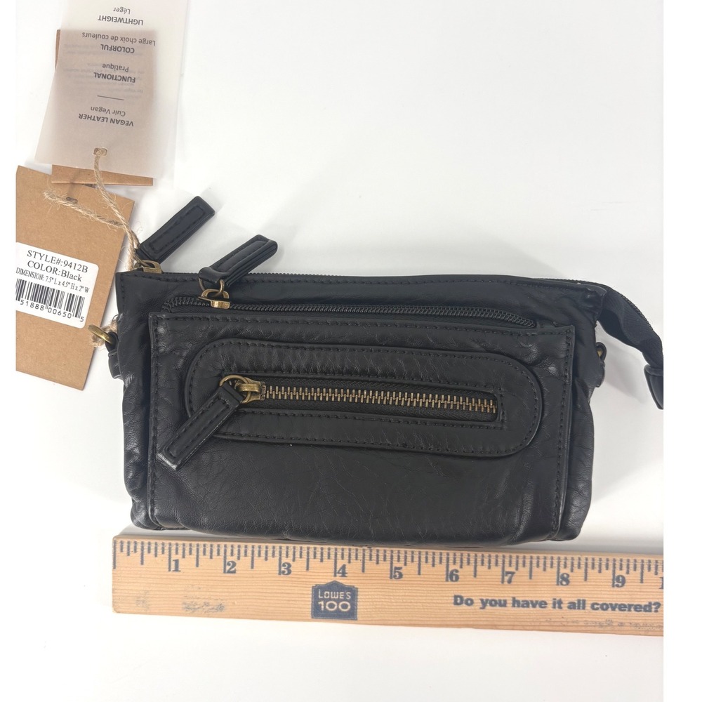 Ampere Creations Black Vegan Leather Crossbody Wallet Clutch Style 9412B - Picture 7 of 7